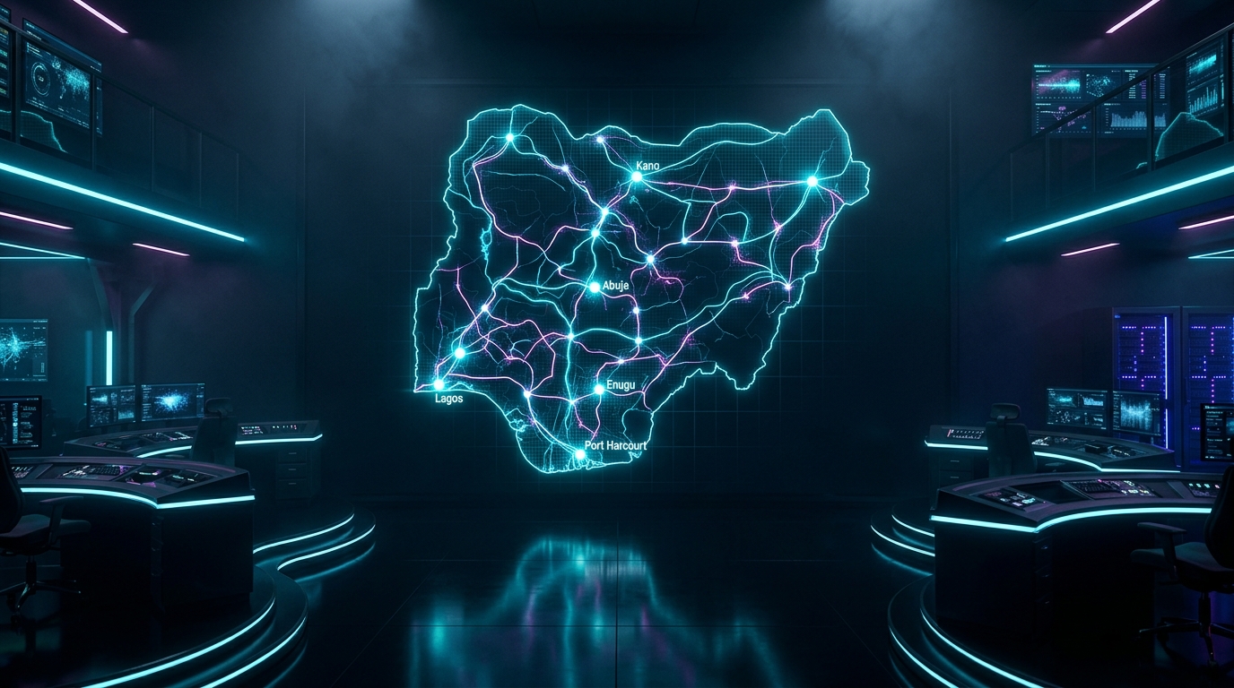 Nigeria rendered as a connected digital network